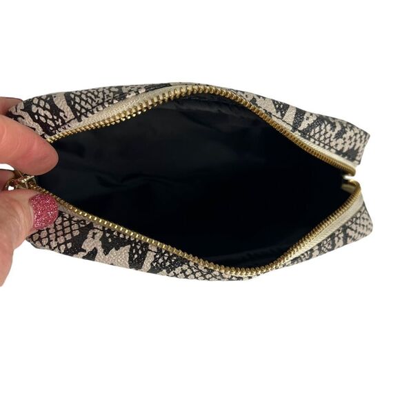 Rebecca Minkoff Ava Zip Wallet Snake Print Studs w/Matching Cosmetic Bag - Picture 9 of 9